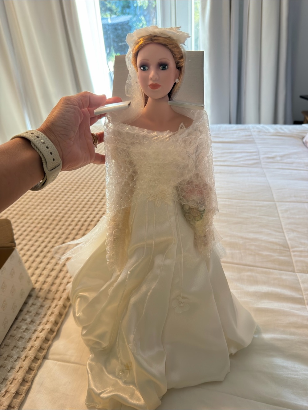 Heritage White Bridal Porcelain Doll with Veil